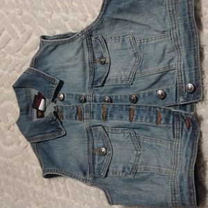First kiss blue jean vest small